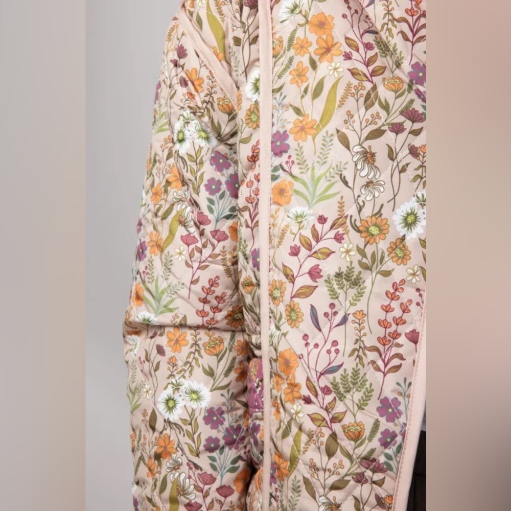 Simply Southern Quilted Floral Jacket Reversible Pink/Tan Sz XL - Picture 5 of 10